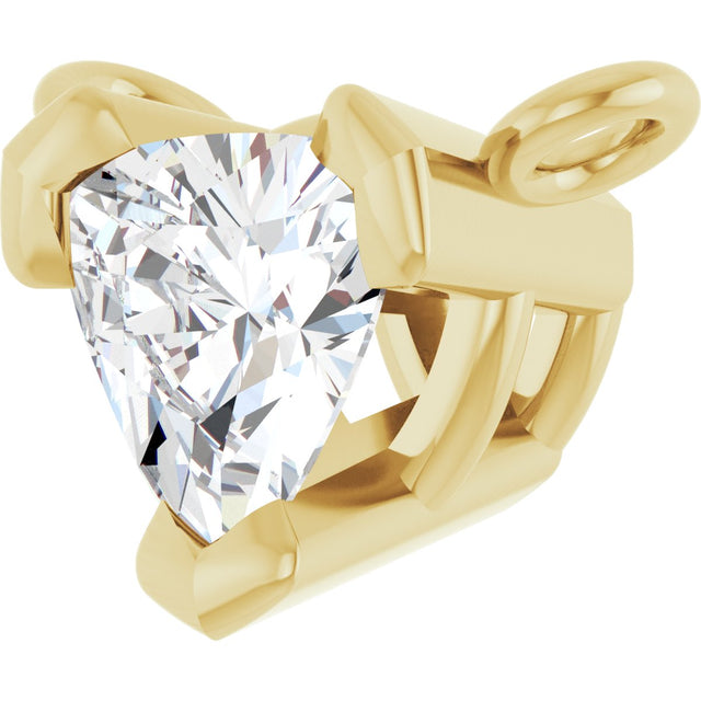 14K Gold Trillion Lab-Grown Diamond Solitaire Necklace - Yellow Gold - view 2