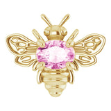 14K Gold Oval Natural Pink Sapphire Bee Necklace - Yellow Gold