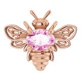 14K Gold Oval Natural Pink Sapphire Bee Necklace - Rose Gold
