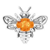 Platinum Oval Natural Spessartite Garnet Bee Necklace