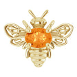 14K Gold Oval Natural Orange Garnet Bee Necklace - Yellow Gold