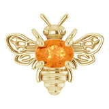 14K Gold Oval Natural Orange Garnet Bee Necklace - Yellow Gold