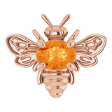 14K Gold Oval Natural Spessartite Garnet Bee Necklace - Rose Gold