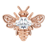 14K Gold Oval Lab-Grown Diamond Bee Necklace - Rose Gold