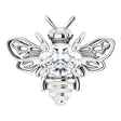 14K Gold Oval Lab-Grown Diamond Bee Necklace - White Gold