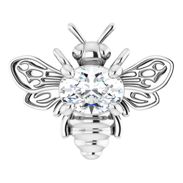 Platinum Oval Lab-Grown Diamond Bee Necklace