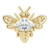 14K Gold Oval Lab-Grown Diamond Bee Necklace - Yellow Gold