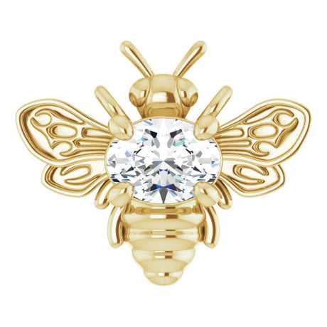 14K Gold Oval Lab-Grown Diamond Bee Necklace - Yellow Gold
