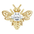 14K Gold Oval Natural White Sapphire Bee Necklace - Yellow Gold