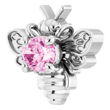 Platinum Oval Natural Pink Sapphire Bee Necklace - view 2