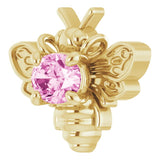 14K Gold Oval Natural Pink Sapphire Bee Necklace - Yellow Gold - view 2