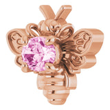 14K Gold Oval Natural Pink Sapphire Bee Necklace - Rose Gold - view 2