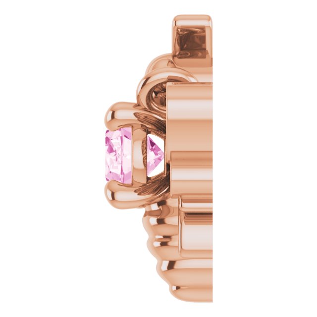 14K Gold Oval Natural Pink Sapphire Bee Necklace - Rose Gold - view 3