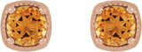 14K Gold Natural Citrine Round 4-Prong Earrings - Rose Gold - view 2