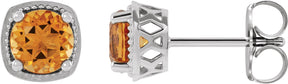 Platinum Natural Citrine Round 4-Prong Earrings
