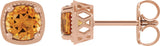 14K Gold Natural Citrine Round 4-Prong Earrings - Rose Gold