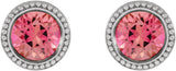 Platinum Natural Pink Tourmaline Round Bezel-Set Stud Earrings - view 2