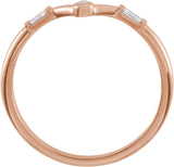 14K Gold Round Natural White Opal & Natural Diamond Accented Cabochon V Ring - Rose Gold - view 2