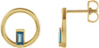 14K Gold Straight Baguette Natural London Blue Topaz Baguette Circle Earrings - Yellow Gold