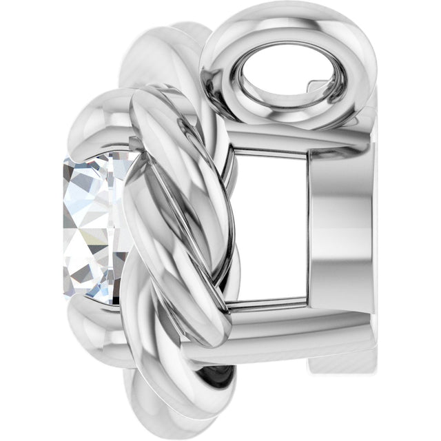 Platinum Round Natural Diamond Claw-Prong Rope Necklace - view 6