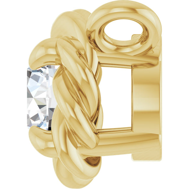 14K Gold Round Natural Diamond Claw-Prong Rope Necklace - Yellow Gold - view 6