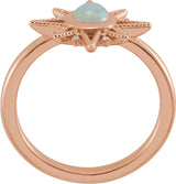 14K Gold Round Natural Ethiopian Opal & Natural Diamond Star Cabochon Ring - Rose Gold - view 2