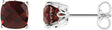 14K Gold Natural Mozambique Garnet Cushion 4-Prong Scroll Setting Stud Earrings - White Gold