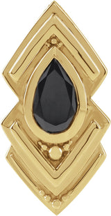 14K Gold Pear Natural Black Onyx Bezel-Set Geometric Necklace or Pendant - Yellow Gold