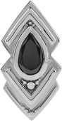 Platinum Pear Natural Black Onyx Bezel-Set Geometric Necklace or Pendant