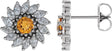 Platinum Natural Citrine & Natural Diamond Round 7-Prong Halo-Style Earrings