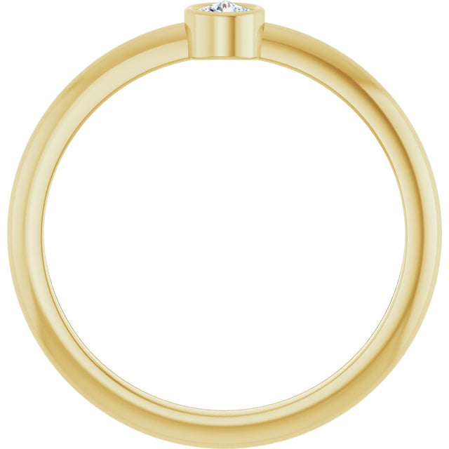 14K Gold Round Natural Diamond Bezel-Set Stackable Ring – 2-5.7mm Stones - Yellow Gold - view 7