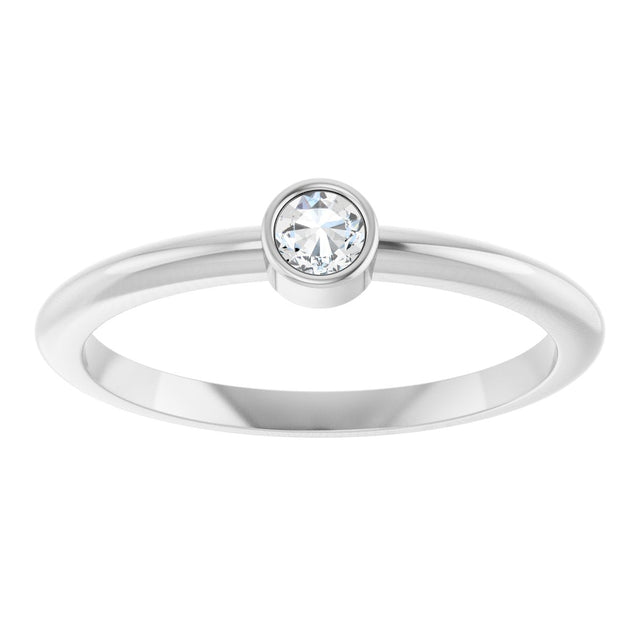 Platinum Round Natural Diamond Bezel-Set Stackable Ring – 2-5.7mm Stones - view 8