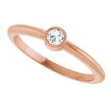 14K Gold Round Natural Diamond Bezel-Set Stackable Ring – 2-5.7mm Stones - Rose Gold - view 10