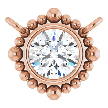14K Gold Round Lab-Grown Diamond Beaded Bezel-Set Necklace - Rose Gold