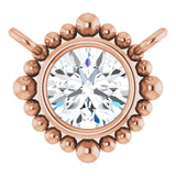 14K Gold Round Natural Diamond Beaded Bezel-Set Necklace – 3-5mm Stones - Rose Gold