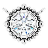 Platinum Round Lab-Grown Diamond Beaded Bezel-Set Necklace
