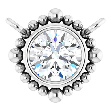 14K Gold Round Natural Diamond Beaded Bezel-Set Necklace – 3-5mm Stones - White Gold