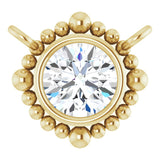 14K Gold Round Lab-Grown Diamond Beaded Bezel-Set Necklace - Yellow Gold