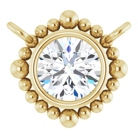 14K Gold Round Lab-Grown Diamond Beaded Bezel-Set Necklace - Yellow Gold