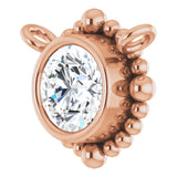14K Gold Round Lab-Grown Diamond Beaded Bezel-Set Necklace - Rose Gold - view 2