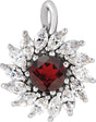 Platinum Round Natural Mozambique Garnet & Natural Diamond Halo-Style Necklace or Pendant – 3.5-6mm Stones