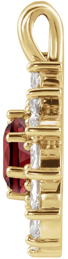 14K Gold Round Natural Mozambique Garnet & Natural Diamond Halo-Style Necklace or Pendant – 3.5-6mm Stones - Yellow Gold - view 2