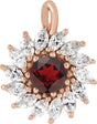 14K Gold Round Natural Mozambique Garnet & Natural Diamond Halo-Style Necklace or Pendant – 3.5-6mm Stones - Rose Gold