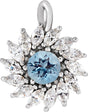 Platinum Round Natural Aquamarine & Natural Diamond Halo-Style Necklace or Pendant – 3.5-6mm Stones