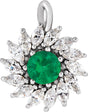 Platinum Round Lab-Grown Emerald & Natural Diamond Halo-Style Necklace or Pendant – 3.5-6mm Stones