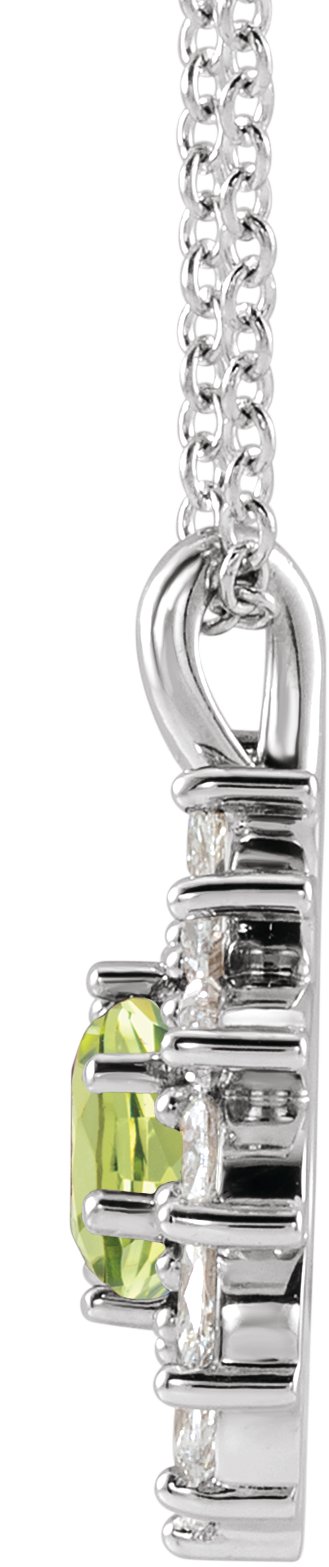 14K Gold Round Natural Peridot & Natural Diamond Halo-Style Necklace or Pendant – 3.5-6mm Stones - White Gold - view 2