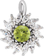 Platinum Round Natural Peridot & Natural Diamond Halo-Style Necklace or Pendant – 3.5-6mm Stones