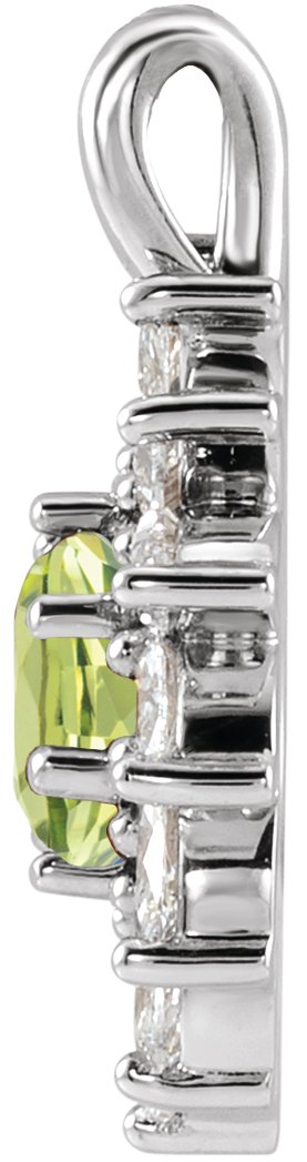 14K Gold Round Natural Peridot & Natural Diamond Halo-Style Necklace or Pendant – 3.5-6mm Stones - White Gold - view 2