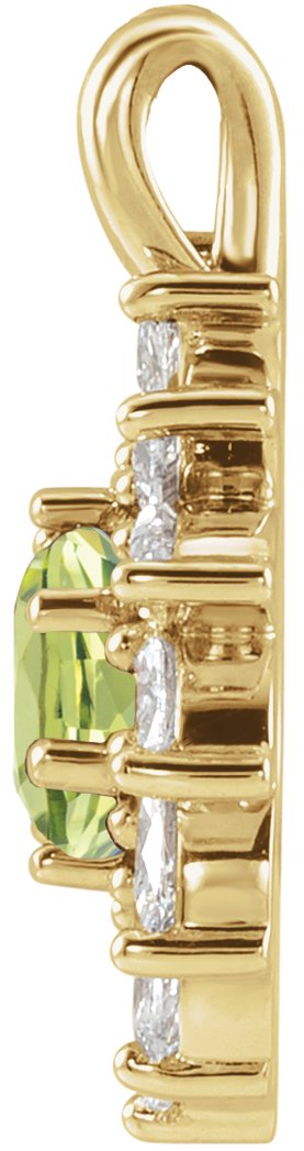 14K Gold Round Natural Peridot & Natural Diamond Halo-Style Necklace or Pendant – 3.5-6mm Stones - Yellow Gold - view 2