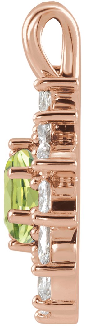 14K Gold Round Natural Peridot & Natural Diamond Halo-Style Necklace or Pendant – 3.5-6mm Stones - Rose Gold - view 2